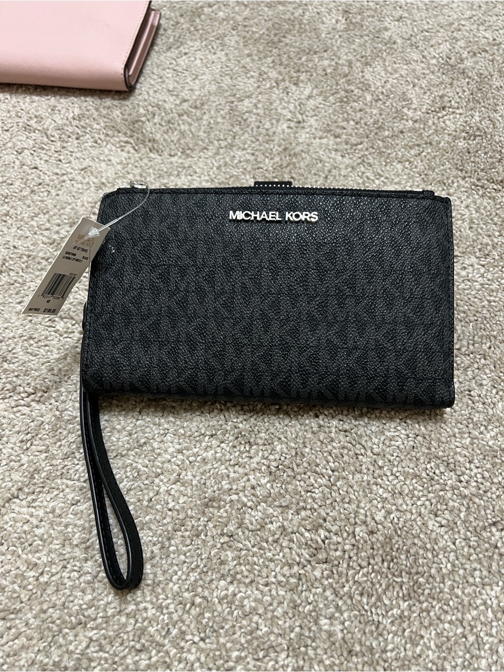 Michael Kors Black Signature Wristlet Card & Key Holder